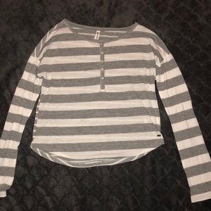 Striped long sleeve crop top